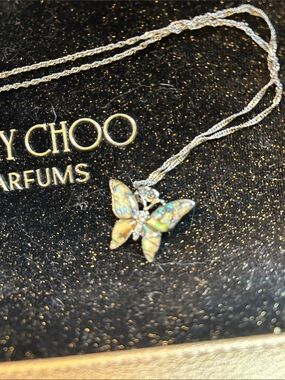 Vintage Abalone Butterfly Necklace